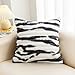 Hodeco Bold Stripe Super Soft Faux Fur Throw Pillow Cover 18x18 Navy Blue Print Double Side Home Decor Pillowcase Extra Thick Cushion Cover for Couch 100% Polyester, 45x45cm Blue Printing, 1 Piece