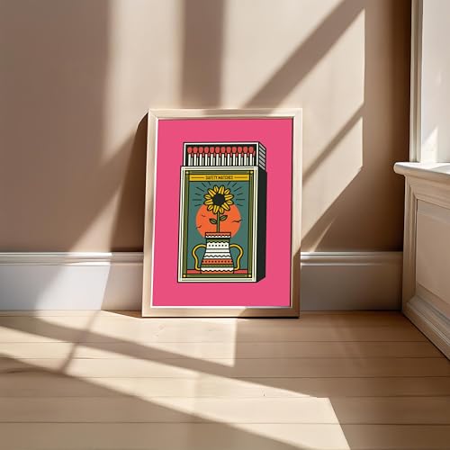 Image of BLINKART Matchbox Fire Aesthetic Modern Art Walls With Frame | Natural Wood Texture | Living Room Bedroom Office Wall Decoration | Poster Home Decor Frames Wall Bedroom | 12x8 Inches (D73)