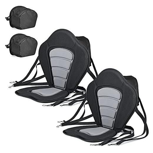 Solomone Cavalli Deluxe Padded Kayak Seat with Storage Bag, Adjustable Cushions for Canoe Fishing Boat Paddle Board Sit-On-Top Kayaks, Universal Size with Back Support, 2 Pack