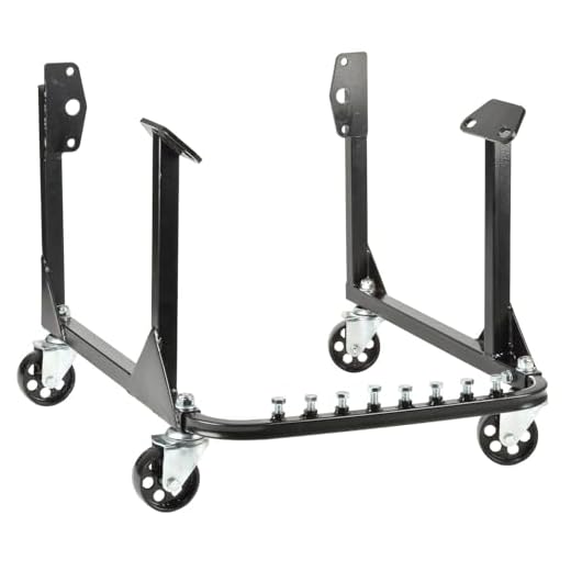 JEGS Engine Cradle with Wheels | Chevy Small Block and Big Block | Steel Construction | Black Powder Coat | 3” Heavy Duty Steel Wheels | 750 LBS Capacity | Storage Hardware Included | Easy Assembly