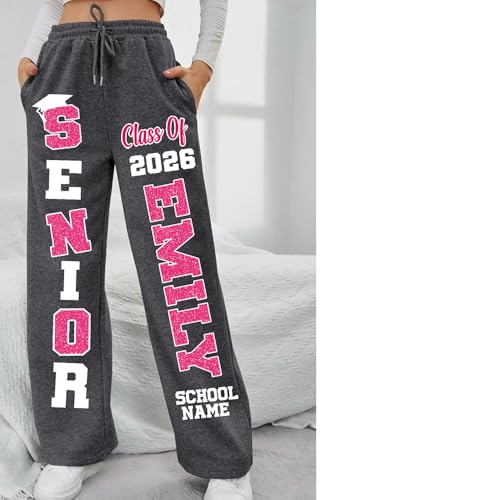 Personalized Senior 2026 Pants, Custom Graduation Pants with Name and School Name, Senior Sweatpants Class of 20264