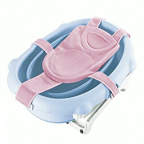 TINAYAUE Baby Bath Seat Support Net Adjustable Safety Shower Mesh for Toddler Tub Portable Infant Rack Non-Slip Newborn Bathtub Sling Bathing (0-18 Month), blue, one size