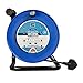 Price comparison product image Masterplug Four Socket, 25 Metre Open Cable Reel, Medium Extension Lead Reel, Wind-Up Power Retractable Cord Reel, Heavy Duty, Thermal Cut Out, Work Power, Blue/Black, 13A, 4G, 25m, LDCC2513/4BL