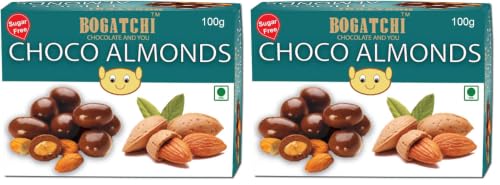 Image of BOGATCHI Sugar Free Chocolate Coated Almonds, 100g | Without Sugar | Suitable for People with Diabetes | Gift for No Sugar Lovers (Pack of 2)