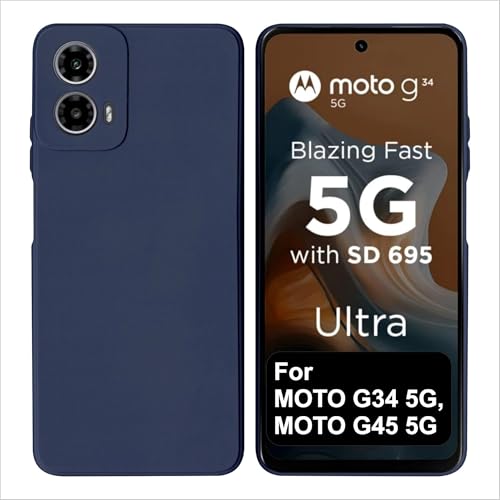 Image of SBMS Silicone Back Cover Case for Motorola Moto G34 5G / Moto G45 5G | Soft Micro-Fibre Lining Inside | Camera Protection Bump | Shockproof Back Cover Case for Moto G34 /G45 5G (Blue)