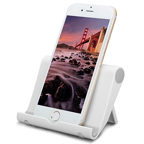 Adjustable Cell Phone Stand for Desk, Multi-Angle Cell Phone Holder, Foldable Mobile Phone Dock, Portable Desktop Tablet Stands, Compatible with iPhone 12 iPhone 11 Pro Xs X 8 Samsung Galaxy (White)