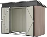 Jaxenor Gartenhaus Metall, 242×126×182cm, Gartenschrank Wasserdicht für Outdoor Terrasse, Gerätehaus, Garten Geräteschuppen Metall, Inkl Metallfundament (Ohne Boden), Braun