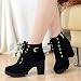 Botines De Altos Tacón Mujer,Piel con Plataforma Ante Forrados Cordones 8 Cm...
