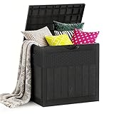 ZYJOYY 33 Gallon Outdoor Storage Box, Waterproof Resin Deck Box with Lockabe Design for Patio Cushions, Pool Accessories and Garden Tools, UV Resistant