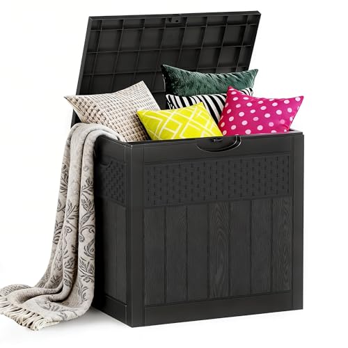 ZYJOYY 33 Gallon Outdoor Storage Box, Waterproof Resin Deck Box