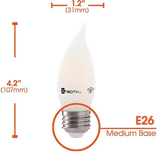 Xtricity Frosted Filament 6W Frosted Led Chandelier Light Bulbs, Equivalent 60 Watt Candelabra Base Bulbs, 500 Lumens, 3000K Soft White, Dimmable, 120V, E26 Medium Base, Energy Star, (2 Pack) #TOP1