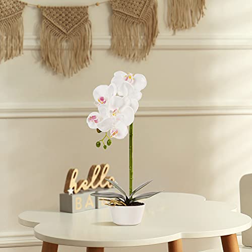 Orchid White Artificial Orchid Flowers Fake Orchid Phalaenopsis Orchid Plant In Pot For Home Decor Flower Arrangement With White Ceramic Vase Party Dining Table Centerpiece Decoration Height 17" #TOP4