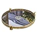 Produktbild Lpinvin Dekoratives Tablett Reines Kupfer Schwarz Glas Gold Tray Küche Couchtisch Home Decoration Frühstücksteller Dekoratives Metalltablett (Farbe : Gold, Size : 32cm in Diameter)