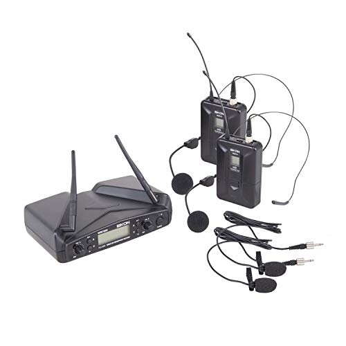 PROEL EIKON WM700DHA (DUAL) - Coppia microfoni wireless ad Archetto per karaoke, canto e live, Nero