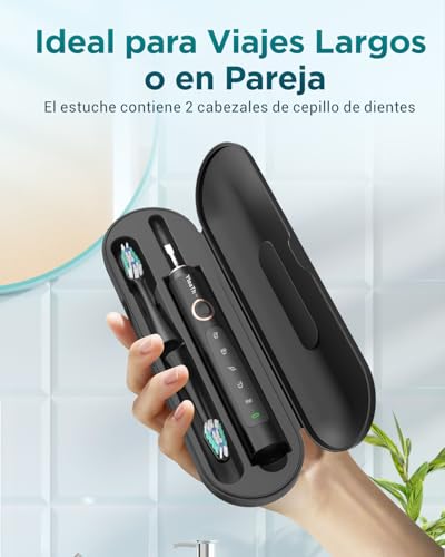 Miniatura 5 de Cepillo De Dientes Eléctrico Sónico Para Adultos - Cepillo Electrico Sónico Con 8 Cabezales Y Estuche De Viaje, 5 Modos, Ipx7 Impermeable, Cepillo Dientes Electrico De Viaje Recargable, Negro