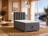 Best For Home Trinity K10 EinzelBett | Boxspringbett mit Bonell Federkernmatratze 100x200 | MatratzenTopper 100x200 | Bett mit Matratze | Bett mit Stauraum