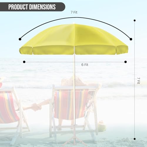 Image of OUTO 7ft /42in Garden Outdoor Umbrella with Stand Foldable Big Size Heavy Duty Waterproof Rain & UV Sun Protection Patio for Balcony Shedding Cantilever & Lawn (7 Feet /42 Inch Rib Arm)