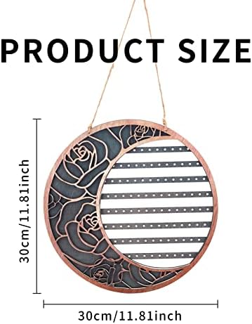 AMIJOUX Hanging Earring Holder Moon, Wall-Mounted Earring Organizer, Wooden Earring Stand Rack Jewelry Stand Organizers for Women Girls