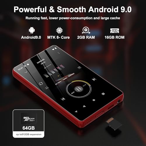 Image of 80GB Music Player, MP4 MP3 Player with Bluetooth and WiFi with 4-inch IPS Touch Screen Digital Audio Players, M503 Pro Spotify Player with Amazon Music, Audible, Chrome Browser, Support Up 512GB Red