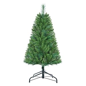 4ft small artificial christmas tree, 208 pvc tips for a unlit realistic holiday decor, dense branches easy assembly, metal base