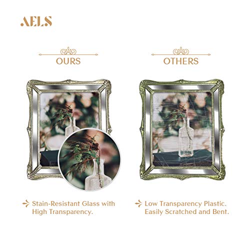 Aels 8X10 Inch Vintage Mirrored Picture Frame, Elegant Antique Photo Frames With Glass Front, Photo Display, Tabletop Wall Hanging, Gift Ideas, Metallic Silver #TOP2
