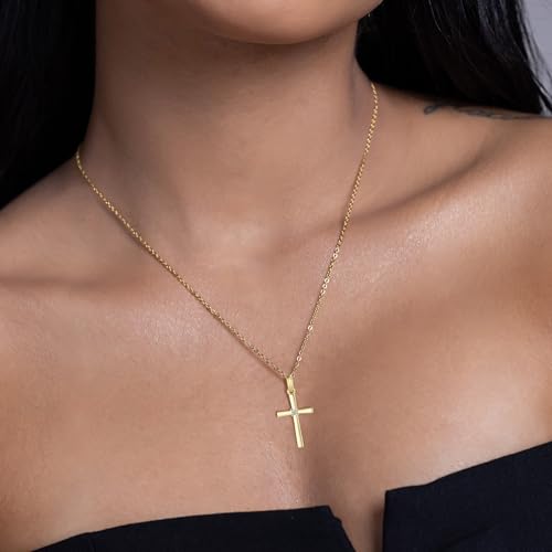 GAVU Women’s 925 Sterling Silver Cross Necklace, Small Diamond Cross Pendant Necklace for Women3