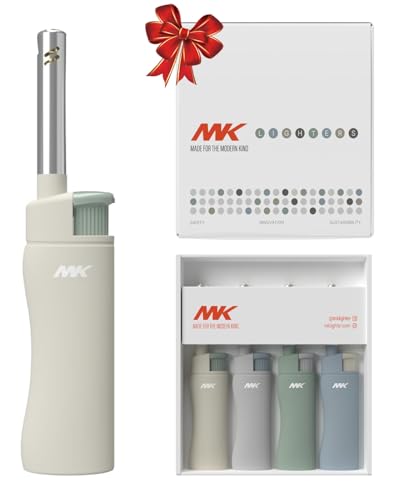 MK Candle Lighter, Butane Refillable Wind-Resistant Flame, 4-Pack for BBQ, Camping, Outdoor Use