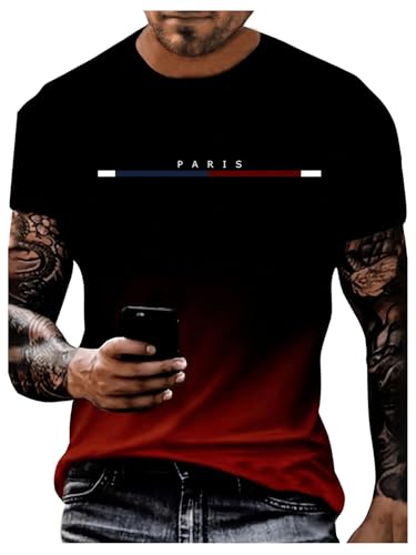 SOLY HUX Men's Graphic Tee Letter Print Gradient Crew Neck Short Sleeve Casual Streetwear T Shirt Tops