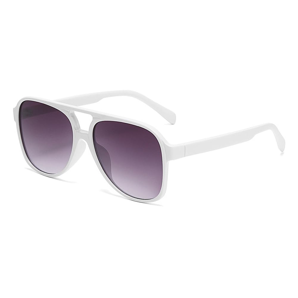 Lranolwxv Women's White Gradientgray Oversized Pilot Sunglasses Mens Uv400 Protection Double Bridge Toad Shapes Frame Gradient Lenses Sun Glasses Minimalist Sunnies Outdoor Street Travel Party