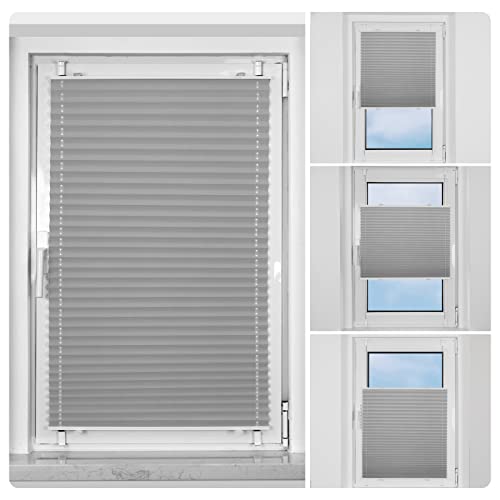 BelleMax Plissee ohne Bohren Verdunkelung Klemmfix, Thermo Plissee Hellgrau 105x110 cm(BxH)… – Ansicht 4