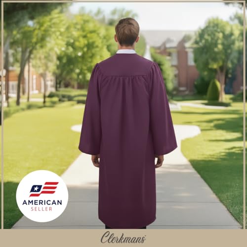 Image of CLERKMANS Unisex Adult Matte Graduation Gown, Choir Robe