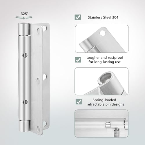 HSMT-hinges 4 Inch Quick Release Hinge, Stainless Steel 304, Detachable, Spring Release Hinges with 6 Holes for Cabinet Lids, Electrical Enclosure Doors, Horizontal & Vertical Mounting (4, 4 inch) by HSMT-hinges - Image 3