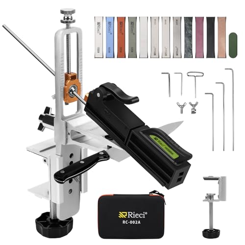 Messerschärfsystem, 360° Flip Drehung mit festem Winkel, Präzise Slider, Küchenchef-Messerschärfer Set mit 11 Schleifsteine
