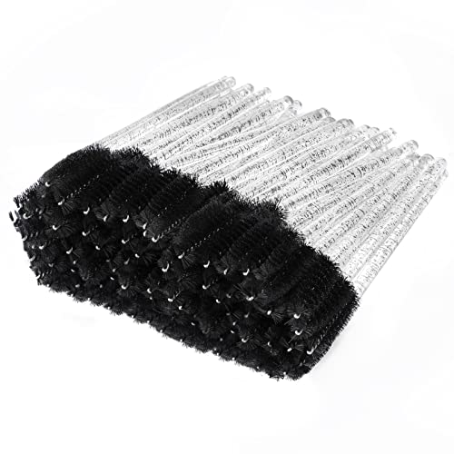200 Pcs Disposable Crystal Mascara Wand Eyelash Brush Applicator Eyebrow Brush For Eyelash Extension Supplies (Black-Crystal) #TOP5