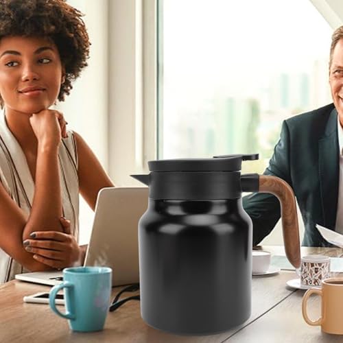 Ausla Vacuum Insulated Tea Pot, 1000ml Stainless Steel Thermal Coffee Pitcher, Matte Black, with Fine Mesh Filter for Hot Cold Beverages - Image 4