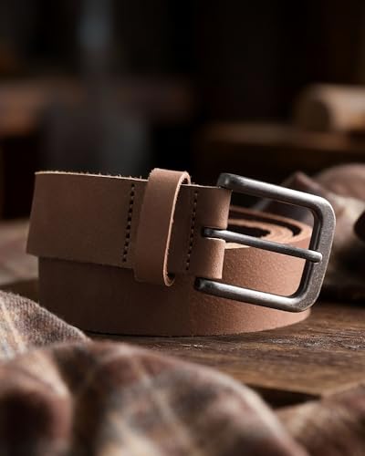 Image of CHAOREN Mens Belts Leather 35mm for Jeans - Tough at Work, Sharp Daily | Genuine Leather, Solid Buckle, Casual Occasion, Everyday Dress, Classic Style, Handmade, Gift Box
