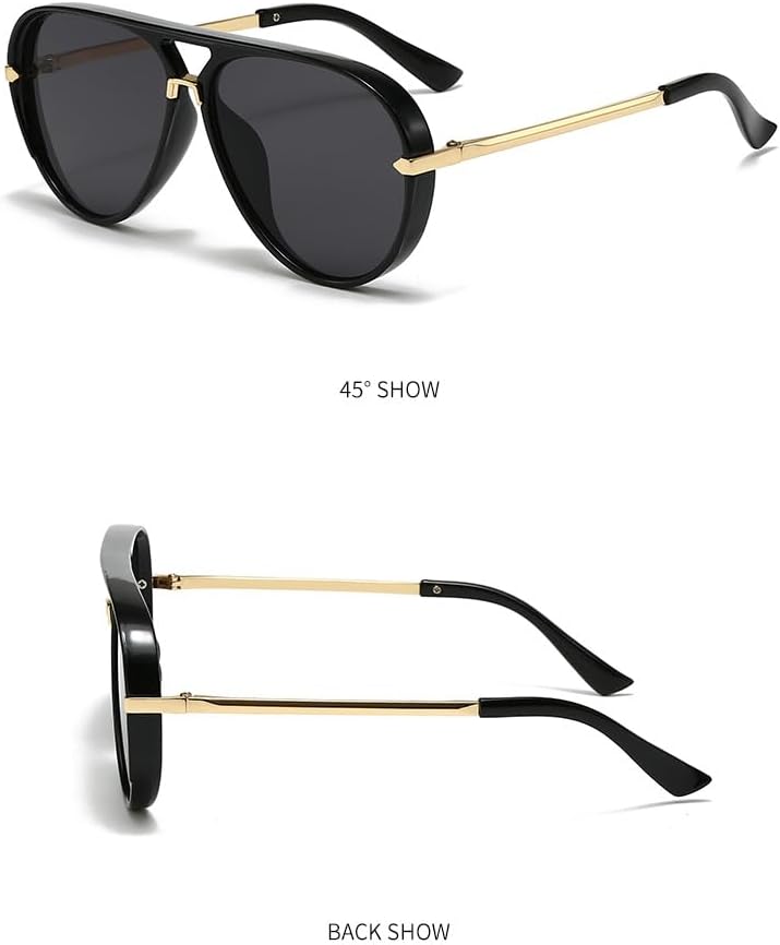 Fashion Sunglasses Retro Large Frame UV Protection Shades for Men Women, Trendy Fluorescent Pilot Glasses travel essentials image 4