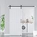 SmartStandard 36 x 84 inch White Sliding MDF Barn Door with 6.6FT Black Sliding Door Hardware Kit & Handle, Pre-Drilled Ready to Assemble, Waterproof PVC Coating, H-Frame