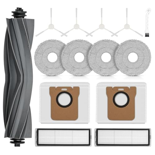 14 Stück Zubehör für Dreame L10s Ultra / L10 Ultra/Xiaomi Robot Vacuum X20+ Saugroboter Ersatzteile mit 4 Wischtücher 4 Seitenbürste 2 Staubbeutel 2 HEPA Filter 1 Hauptbürste 1 Reinigungsbürste