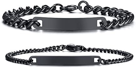 VNOX Customizable Bracelets Link Bracelets Personalized Engraved Couple Bracelets BFF Brother Sisters Bracelets Family Bracelets