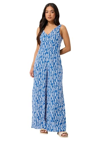 Image of PixieGirl Petite Blue Rope Print Wide Leg Jumpsuit Petite