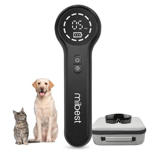 Mibest Cold Laser Therapy Device for Vet - Red Light Therapy for Dogs and Cats - Infrared Light Therapy Targets Joint and Muscles - Pain Relief, Arthritis, Spinal, Wound Healing (4x808nm + 12x650nm)