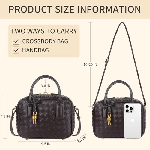 Women's Handmade Woven Top-handle Bag Fashion Leather Shoulder Handbag Crossbody Purse Woven Purse for Women4