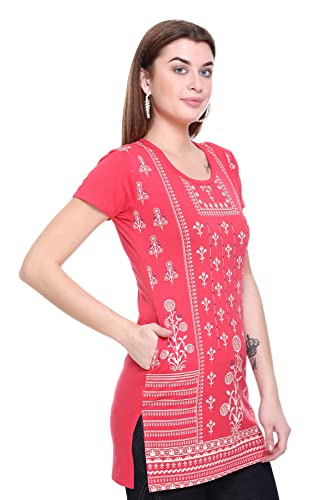 Image of In Love Women's Printed Cotton Plus Size Longline T-Shirt Half Sleeve with Pockets Pack of 2
