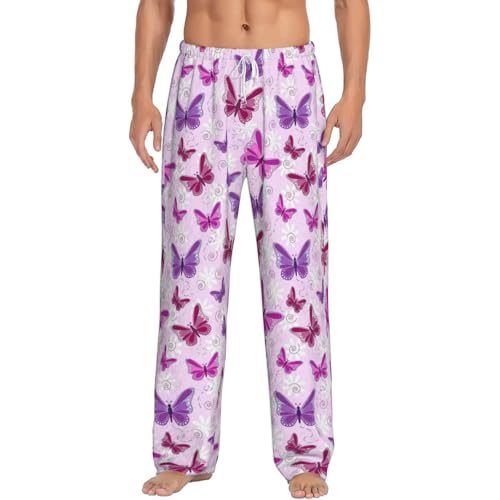 Pantalon de pyjama homme papillon rose doux et élégant