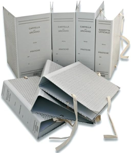 Cartelle per Archivio in Cartone Rigido, Dorso 10 cm, 25x35 cm, con Lacci, Confezione da 20 Pezzi