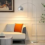 Glossy Silver Arc Floor Lamp 71' Tall, Dimmable 12W LED Smart Standing Lamp with Remote, 360° Rotatable Adjustable Height & Span, Modern Floor Lamp for Living Room, Bedroom, Office, Library