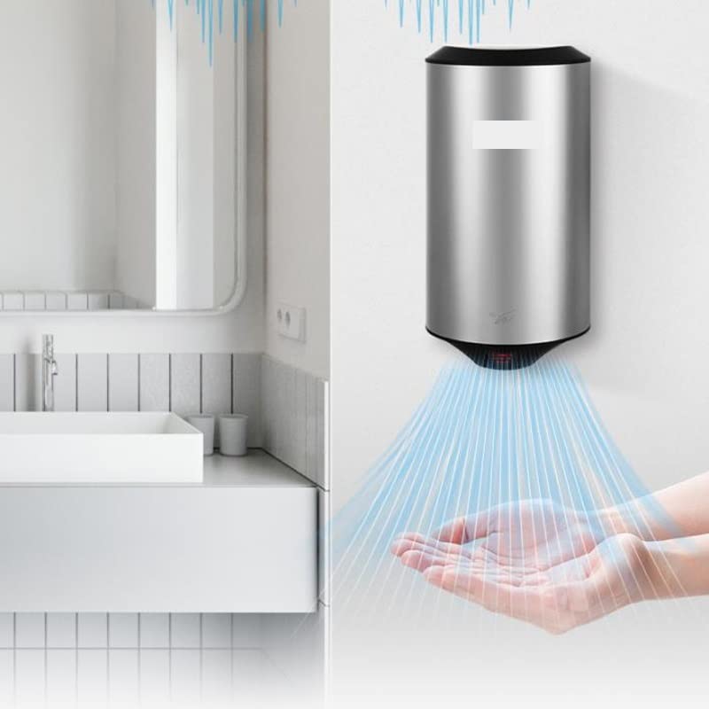 Suszarka do Rąk, Automatyczna suszarka do rąk Czujnik Gospodarstwo domowe Hotel Urządzenie suszenia Łazienka Nagrzewnica elektryczna na gorące powietrze Wiatr(Brushed silver)