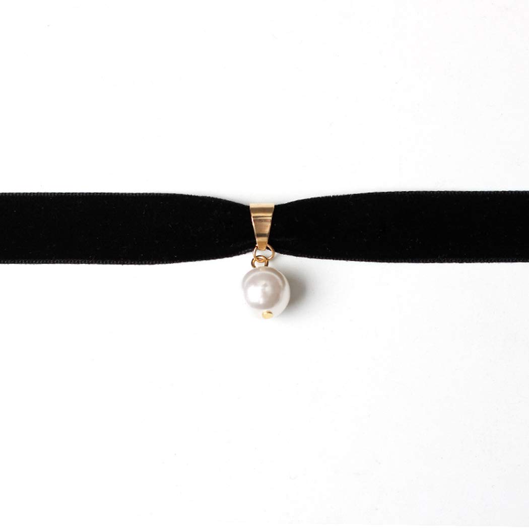 Jakawin Pearl Choker Necklace Adjustable Black Collar Necklaces for Women and Girls NK130 : Clothing, Shoes & Jewelry