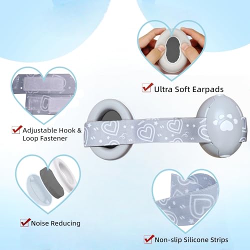 SHOCHX Gehörschutz Baby, 25db Lärmschutz Kopfhörer Kinder, mit Geräuschunterdrückung, Baby Gehörschutz Ohrenschützer für Bis 36 Monate ideal für Alltag & Reisen (Grau)